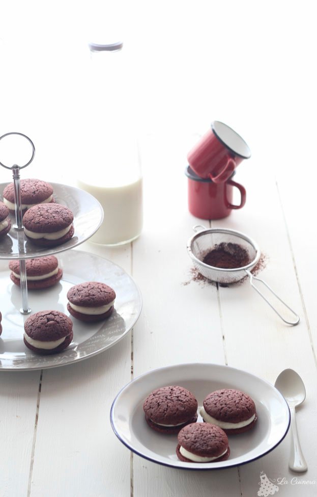 Receta woopie pie de chocolate y queso crema Receta de woopie pies de chocolate y queso crema